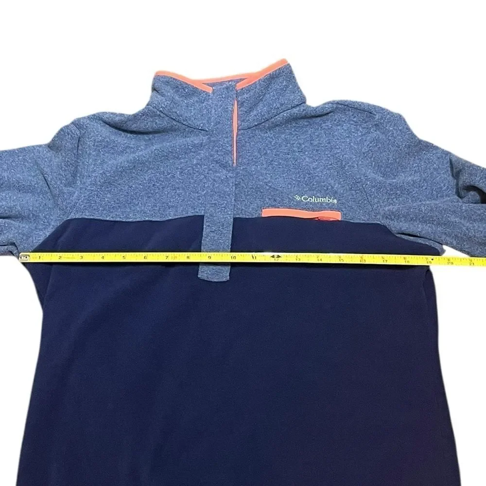 Columbia Blue and Coral Fleece Snap Pullover, Size M - Picture 7 of 9